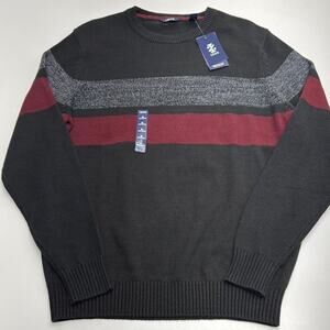 IZOD Men's Medium Black and Red Crew Neck Sweater
